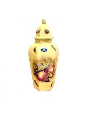 Aynsley England Bone China Ginger Jar – Hand Painted Fruit & Nut Motif 9 in